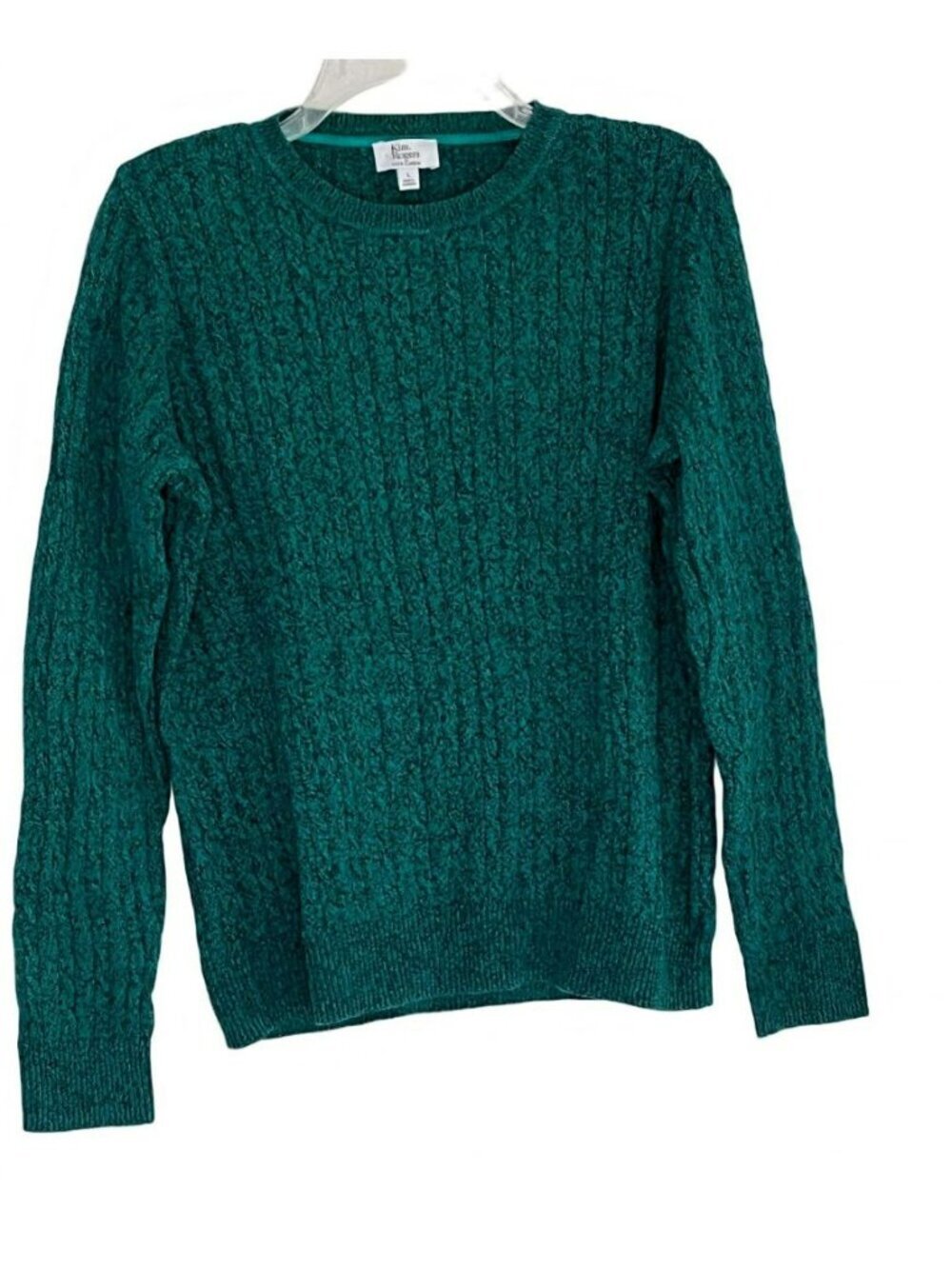 Womens Cable Knit Sweater sz L Cotton Fisherman Preppy Old Money Tennis Prep
